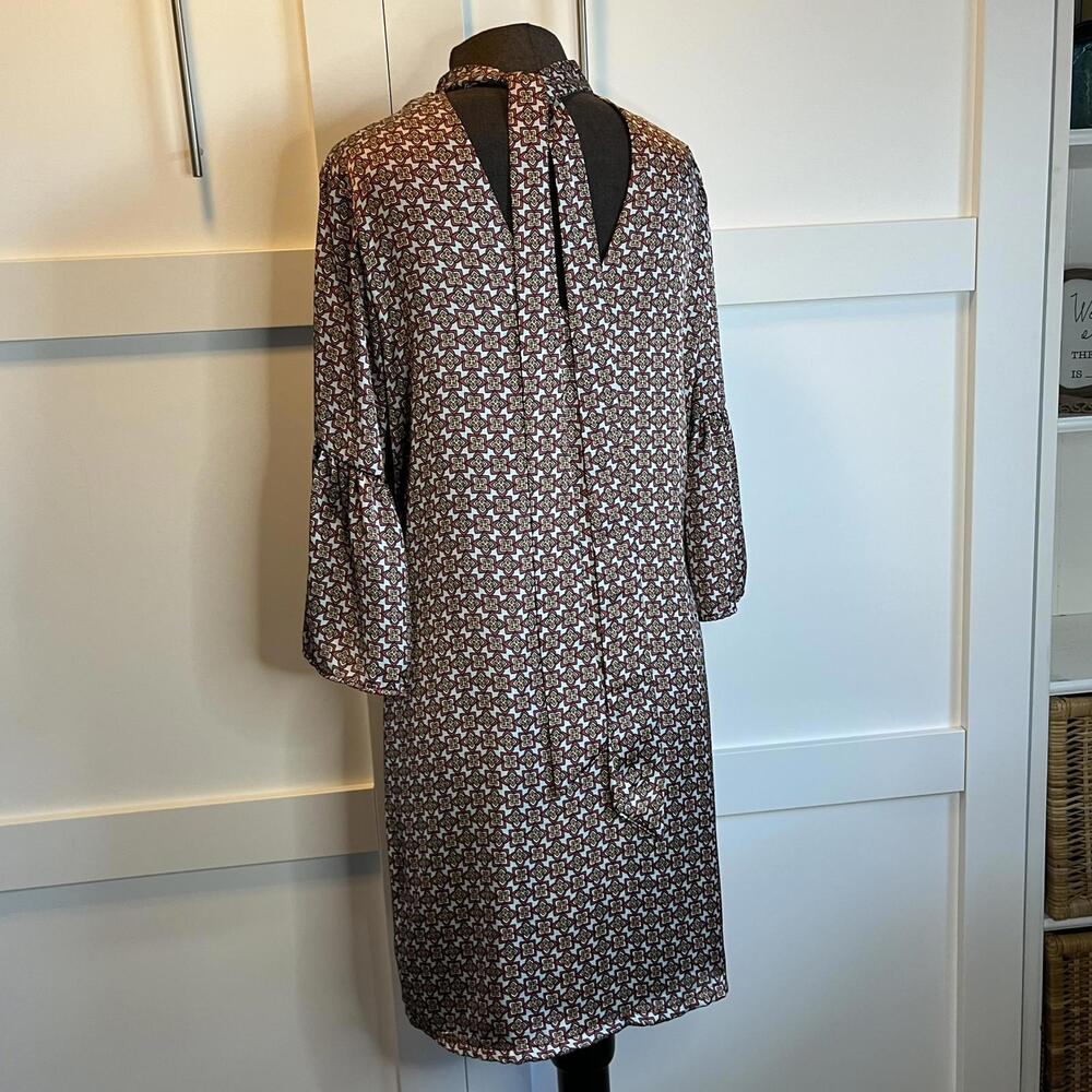 matty m Rust Patterned Dress with Bell Sleeves - Picture 7 of 9